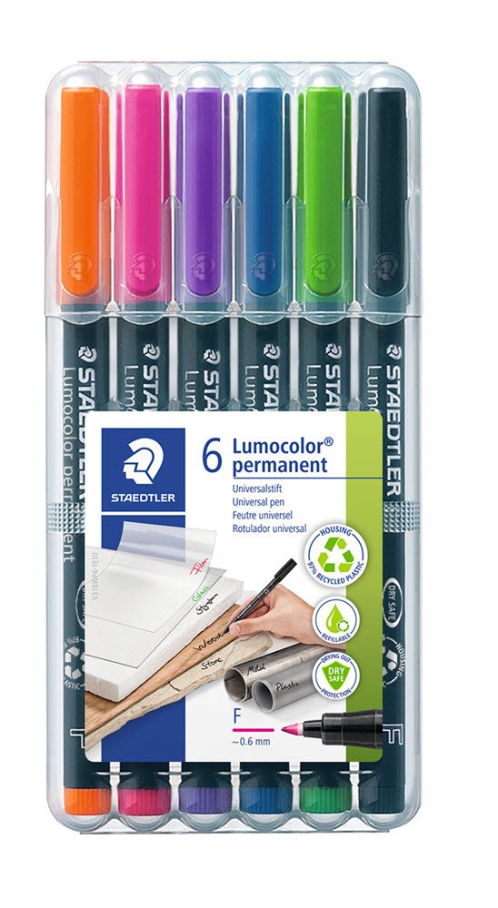 Lumocolor&reg; permanent pen 318 WP6, 6 farver